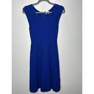 Milly Royal Blue Round Neck Sleeveless Fit & Flare Dress P 2